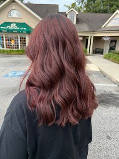 Dark Red Hair Color On Brown Hair, Deep Red Hair Pale Skin, Red Hair Without Bleaching Dark, Cherry Red Hair Natural, Dyed Hair For Hazel Eyes, Red Hair Dye On Dark Hair, Dark Red Ish Brown Hair, Cherry Pink Brown Hair, Burgundy Hair Without Bleach