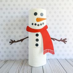 a toilet paper roll with a snowman on it