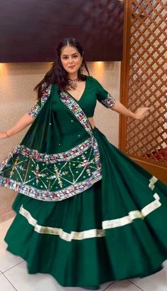 Instagram$Facebook Follow Us :- @jayamarfab Green Silk Lengha Choli Indian Navaratri Lehenga Choli Designer Lehenga We Make Wedding Lehengas, Indian Lehenga, Bridal Lehenga, Designer Lehenga, South Indian Dresses, Lengha Choli, Chaniya Choli, Lancha, Semistitched Lehenga, Bridesmaid Lehengas, Sabyasachi Lehengas, Floral Skirts, Punjabi Lehengas, Ethnic Lehengas, Indo-western Outfits, Indian Outfits, Bollywood Lehengas. Importance note: we will not make any changes in lehenga length 𝗟𝗲𝗵𝗲𝗻𝗴𝗮 𝗖𝗵𝗼𝗹𝗶 𝗗𝗲𝘁𝗮𝗶𝗹𝘀 :- Lehenga :- Lehenga Fabric :- Malay Silk Material And Big Canvas Belt. Lehenga Flair :3.70mtr Lehenga Inner : Cotton Lehenga Length: 40-41 Inches Dupatta :- Fabric : Heavy Faux Georgette Material With 9mm Sequence Work Multi Colored Embroidery Work. Blouse :- Blouse Fab Belt Lehenga, Choli Blouse Design, Chaniya Choli Designs, Ghaghra Choli, Navratri Dress, Cotton Lehenga, Georgette Lehenga, Navratri Chaniya Choli, Lehenga Designs Simple