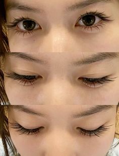 Asian False Lashes, Fake Lashes Before And After, Tapered Eyelid Makeup, Natural Asian Lash Extensions, Lashes On Asian Eyes, Japanese Eyelash Extensions, Tapered Eyelid, Long Lashes Aesthetic, Asian Eyes Aesthetic