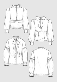 the front, back and side views of blouses