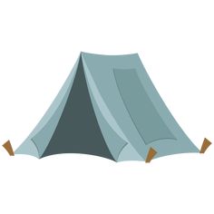 a blue tent with the door open on a white background, it is flat and has brown legs