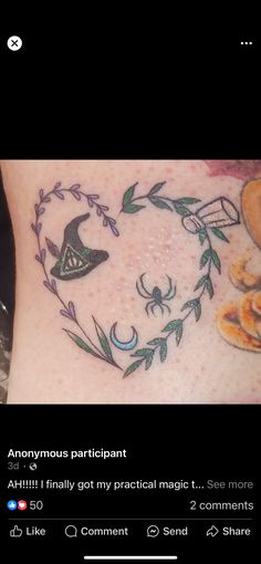 an image of a tattoo on someone's stomach that says, anonymous participant ahith i finally got my practical magic some more