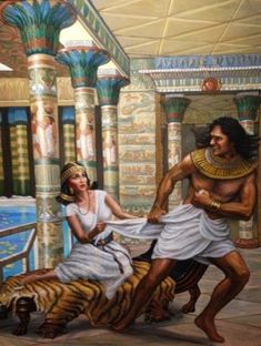 Joseph fleeing Pharaoh's wife Biblical Artwork, Religious Pictures, Bible History, Christian Pictures, Bible Facts