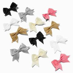 Bows add such a sweet touch to any hairstyle! This pack of twelve clips have neutral-tone shades that will match any 'fit.Claire's Club is our unique collection specifically designed for our younger customers. Carefully constructed to be safe for toddlers & young children, these accessories are recommended for ages 3-6.Hair Bow Clips by Claire's ClubPack Size: 12Closure: Alligator ClipMaterial: MetalSuitable for ages 3-6 - Claire's Club Neutral Glitter Hair Bow Clips - 12 Pack Hair Bow Clips, Piercing Kit, Going Out Looks, Glitter Hair Bows, Card Balance, Boutique Bows, Fashionable Jewelry, Gift Card Balance, Glitter Hair