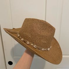 - Purchased From A Local Boutique - Never Worn - Cute Shell Detailing - Perfect For Summer Straw Cowboy Hat, Local Boutique, Cowboy Hat, Charleston, Cowboy Hats, Fashion Inspo Outfits, Straw, Cowboy, Shells