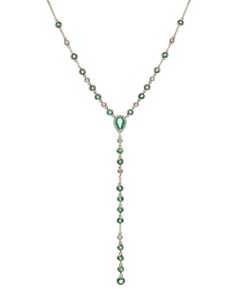 Bloomingdale's Emerald & Diamond Lariat Necklace in 14K Yellow Gold, 18 - 100% Exclusive Luxury Drop Lariat Necklace For Formal Occasions, Luxury Drop Lariat Necklace For Formal Events, Luxury Formal Drop Lariat Necklace, Luxury Gemstone Drop Necklace, Green Lariat Jewelry For Formal Occasions, Formal Green Lariat Jewelry, Elegant Green Lariat Necklace, Luxury Lariat Gemstone Necklace, Luxury Lariat Gemstone Jewelry