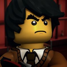 the lego movie character is frowning at something