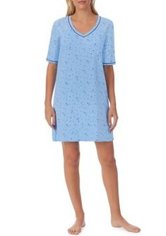 Ultra-soft, drapey fabric makes this Cuddl Duds sleepwear moisture-wicking sleep t-shirt a dreamy comfort to lounge and sleep. | Cuddl Duds Women's Moisture Wicking Elbow Sleeve Sleep T-Shirt, Navy Blue, Large Comfortable Blue Sleepwear With Relaxed Fit, Comfortable Blue Sleepwear For Spring, Summer Cotton Crew Neck Nightgown, Summer Cotton Nightgown With Crew Neck, Casual Cotton Nightgown For Relaxation, Spring Lounging Blue Nightgown, Spring Blue Nightgown For Lounging, Blue Nightgown For Spring Lounging, Blue Spring Nightgown For Lounging