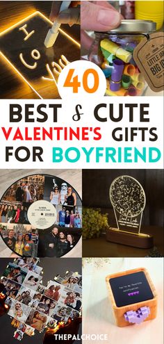 the best and cute valentine's gifts for boyfriends are on display in this collage