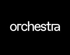 the words orchestra are white against a black background, and there is no image here