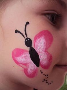 Face Paint Easy Butterfly, Spring Facepainting Ideas, Easy Cheek Face Painting Ideas, Simple Easter Face Painting Ideas, Very Easy Face Painting For Kids, Side Eye Face Paint, Pink Out Face Paint Ideas, Valentine Face Painting For Kids, Easy Face Painting For Beginners