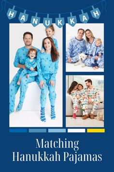 the matching hanukkah pajamas are great for family photos and other holiday gifts