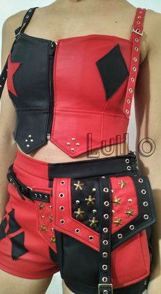 Fanny Pack Harley Quinn | Etsy Harley Quinn Clothes, Corvette Photoshoot, Harley Quinn Inspired Outfit, Harley Quinn Jewelry, Harley Quinn Jacket, Wrestling Clothes, Fandom Merch, Wwe Outfits, Harley Quinn Comic