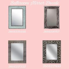 bathroom mirror decals are shown on a pink background