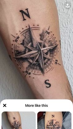 an image of a compass tattoo on the arm