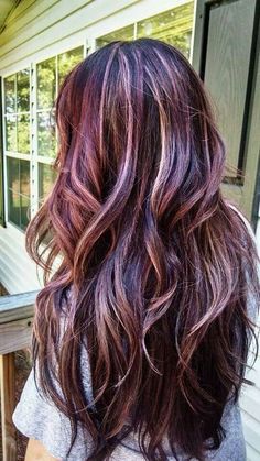 Red Violet Hair Color With Blonde Highlights Red Violet Hair Color, Blonde Bayalage, Magenta Hair Colors, Purple Brown Hair, Red Violet Hair, Highlights Hairstyles, Purple Hair Highlights, Violet Hair Colors, Magenta Hair