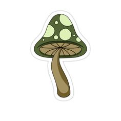 a green mushroom sticker on a white background