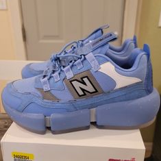 New Balance Vision Racer Jaden Smith Wavy Baby Blue 2020 Msvrcjse Mens Size 9.5d They Are Brand New Tennis Shoes. They Are Authentic. No Issues With Them And No Defects. They Have Never Been Used. They Do Come With Original Box And Original Tags. Very Nice And Cool Shoes. Please See The Pictures. Blue New Balance Sneakers With Abzorb Midsole, Blue New Balance Custom Sneakers With Round Toe, Custom Blue New Balance Sneakers, Blue High-top New Balance Custom Sneakers, Blue High-top Custom New Balance Sneakers, Blue Synthetic Sneakers With Vibram Sole, Low-top Blue Custom New Balance Sneakers, Blue Low-top Custom New Balance Sneakers, Casual Blue New Balance Custom Sneakers