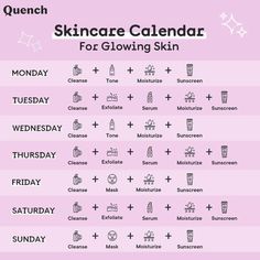 Skin Care Calendar, Skincare Calendar, Weekly Skin Care Routine, Korean Skin Care Secrets, Haut Routine, Skin Care Basics, Face Skin Care Routine, Skin Care Routine Order, Skin Advice