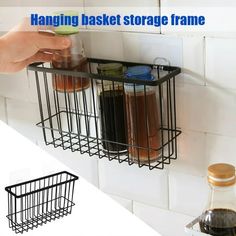 hanging basket storage frame for spices and condiments in the kitchen or dining room