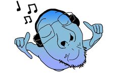 an image of a man with headphones and music notes