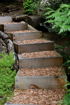 there are many steps that have been made out of wood chips