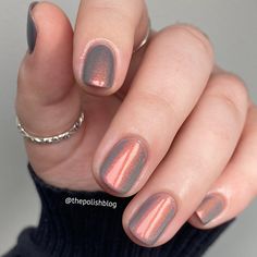 Short Term A Grey Shimmer Nail Polish - Etsy Metallic Shellac Nails, Neutral Sheer Nails, August Wedding Nails, Unicorn Top Coat Nails, Punk Summer Nails, Gray Shimmer Nails, H&m Nail Polish, Cute Nail Colours, Nails 2024 Short