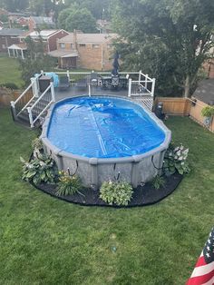 Grill Ideas Outdoor Diy, Square Above Ground Pool Ideas, Trex Pool Deck, Pool Setup Above Ground, Rubber Mulch Around Pool, Small Backyard Above Ground Pool Ideas, On Ground Pool Ideas, Nice Above Ground Pool Ideas, Backyard With Above Ground Pool