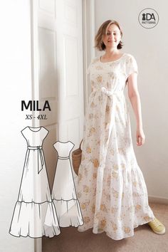 Mila Dress Pattern Maxi Dress Pattern Sewing, Long Dress Patterns, Modern Sewing Patterns, Maxi Dress Pattern, Easy Sewing Patterns, Diy Sewing Clothes, Clothes Sewing Patterns, Dress Sewing Pattern