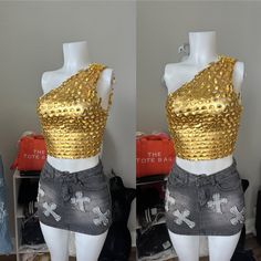 metallic one shoulder crop top One Shoulder Shirt, One Shoulder Crop Top, Mermaid Fashion, Shoulder Crop Top, Dress Romper, Summer Tops, Dress First, Short Sets, Dress Skirt