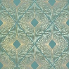 Harlowe Wallpaper in Teal and Gold by Antonina Vella for York Wallcoverings Teal And Gold Wallpaper, Look Wallpaper, York Wallpaper, Manhattan Comfort, York Wallcoverings, Metallic Wallpaper, Gold Wallpaper, Teal And Gold, Geometric Wallpaper