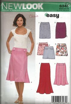 a woman's skirt, top and shorts sewing pattern from the new look book