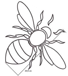 a drawing of a bee with measurements