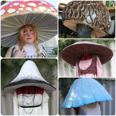 "This is a digital pattern for all five mushroom hats, and a tutorial, with full instructions on how to make your own Mushroom hats! Download your documents and make sure you read through the entire tutorial FIRST! It contains a full list of supplies needed, as well as some sources at the end of the tutorial for where to purchase them. Have fun, and please send me pictures of your finished creations! (When you are printing these, if you just want to print one pattern at a time, just hit \"Curren Mushroom Hat Tutorial, Mushroom Hat Pattern, Mushroom Costume, Fairy Crown, Mushroom Hat, Hat Patterns Free, Diy Kostüm, Mushroom Fairy, Hat Tutorial