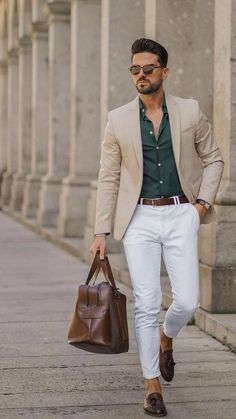 Chique Outfit, Mens Business Casual Outfits, Formal Men Outfit, Classy Outfits Men, Mens Fashion Blazer, Mens Casual Outfits Summer, Trendy Mens Fashion, Men Fashion Casual Shirts, Tan Blazer