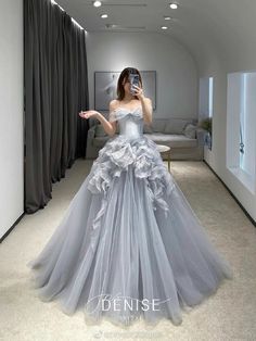 Gray Debut Dress, Douyin Prom Dress, Filipino Debut Dress, Debut Dresses Filipino, Grey Princess Dress, Korean Ball Gown, Asian Prom Dress