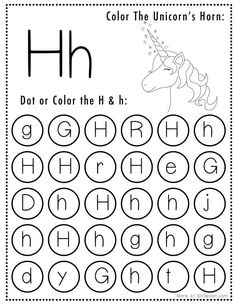 the letter h is for unicorn coloring page