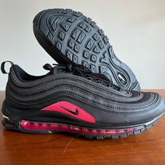 Nike Air Max 97 Id By You Red & Black Dj3180-991 Women’s Size 12 / Mens 10.5. Uk-9.5 Eur- 44.5 Cm-29 Brand New Without Box 069 Black Running Shoes With Red Sole For Jogging, Womens Workout Shoes, Nike Air Max 2015, Nike Air Max 200, Lacing Shoes For Running, Nike Internationalist, Running Sneakers Women, Shoes Nike Air, Womens Training Shoes