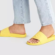 Elevate Your Summer Style With These Coach Ulla Slide Sandals For Women. The Buttercup Color Adds A Pop Of Brightness To Your Wardrobe, While The Rubber Upper Material Offers Durability And Comfort. These Sandals Feature A B Width, Perfect For Those With Regular Foot Arches. The Size 5 M Fits True To Size, And The Customized Option Is Not Available. The Coach Brand Ensures Quality And Style, Making These Sandals A Must-Have For Any Fashion-Forward Individual Coach Slide Sandals For Spring, Coach Open Toe Slides For Summer, Coach Summer Open Toe Slides, Coach Open Toe Slides With Removable Insole, Coach Synthetic Sandals For Spring, Coach Summer Slip-on Slides, Coach Synthetic Slides For Summer, Coach Flat Slides For Beach, Coach Open Toe Slides For Spring