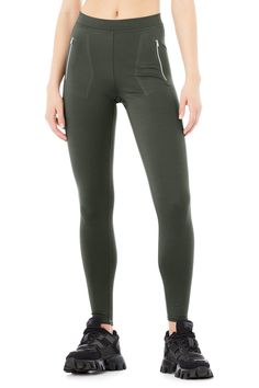 Meet the High-Waist Thrill Seeker Legging — a high-performance necessity for studio or street with a subtle sheen, waist-cinching skinny waistband & a cool, chrome zipper. Wear it out with the matching bra & shrug or go low-key with a slouchy tee. High-compression interlock fabric Subtle, sleek matte sheen Chrome zipper & skinny waistband Wear-tested by our in-house team for the perfect fit Alo Yoga® | High-Waist Thrill Seeker Legging in Dark Cactus, Size: 2XS Slouchy Tee, Thrill Seeker, Back Women, Alo Yoga, Cinched Waist, Low Key, Bra Tops, Black Leggings, High Performance