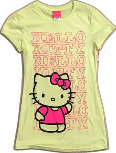 Yellow Cartoon Print T-shirt For Summer, Green Tops With Character Print For Spring, Trendy Yellow Tops With Cartoon Print, Cute Yellow Stretch Tops, Cute Stretch Yellow Tops, Trendy Yellow Stretch T-shirt, Trendy Stretch Yellow T-shirt, Yellow Playful Fitted Tops, Cute Stretch T-shirt