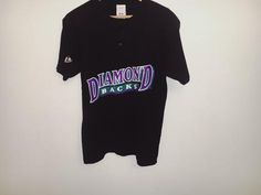 Vintage 90s Majestic Arizona Diamondbacks MLB Henley T-Shirt - Mens Small Small Notes, Henley T Shirt, Arizona Diamondbacks, Button Style