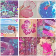 there are many pictures of different things on this page, including pink and blue colors