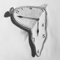 Dali Clock Drawing, Sketchbook Art Inspiration Pencil Easy, Art Inspo Aesthetic Sketch Pencil, Object Sketches Pencil Drawings, Easy Object Drawing, Sketch Inspo Easy, Dali Clock, Clock Drawing, Clock Drawings