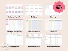 the printable planner is shown with different tasks and schedules for each month, including