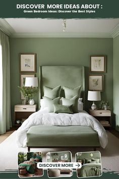 Green Bedroom Ideas: Discover the Best Styles Cozy Green Bedroom, Green Bedroom Inspirations, Seafoam Green Bedroom, Khaki Bedroom, Bedroom Designs For Couples, Green Bedrooms, Green Bedroom Design