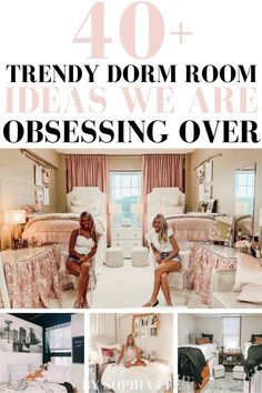 the words trendy dorm room ideas we are obsesing over in four different pictures