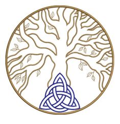 the celtic tree of life is shown in a circle with leaves and branches on it