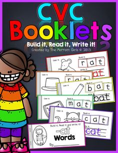 CVC Booklets!  Build it, Read it, Write it!  Such a FUN and hands-on way to work with 23 of the most common CVC word families! Read And Write, Literacy Stations, Emergent Readers, Teacher Printable, Word Study